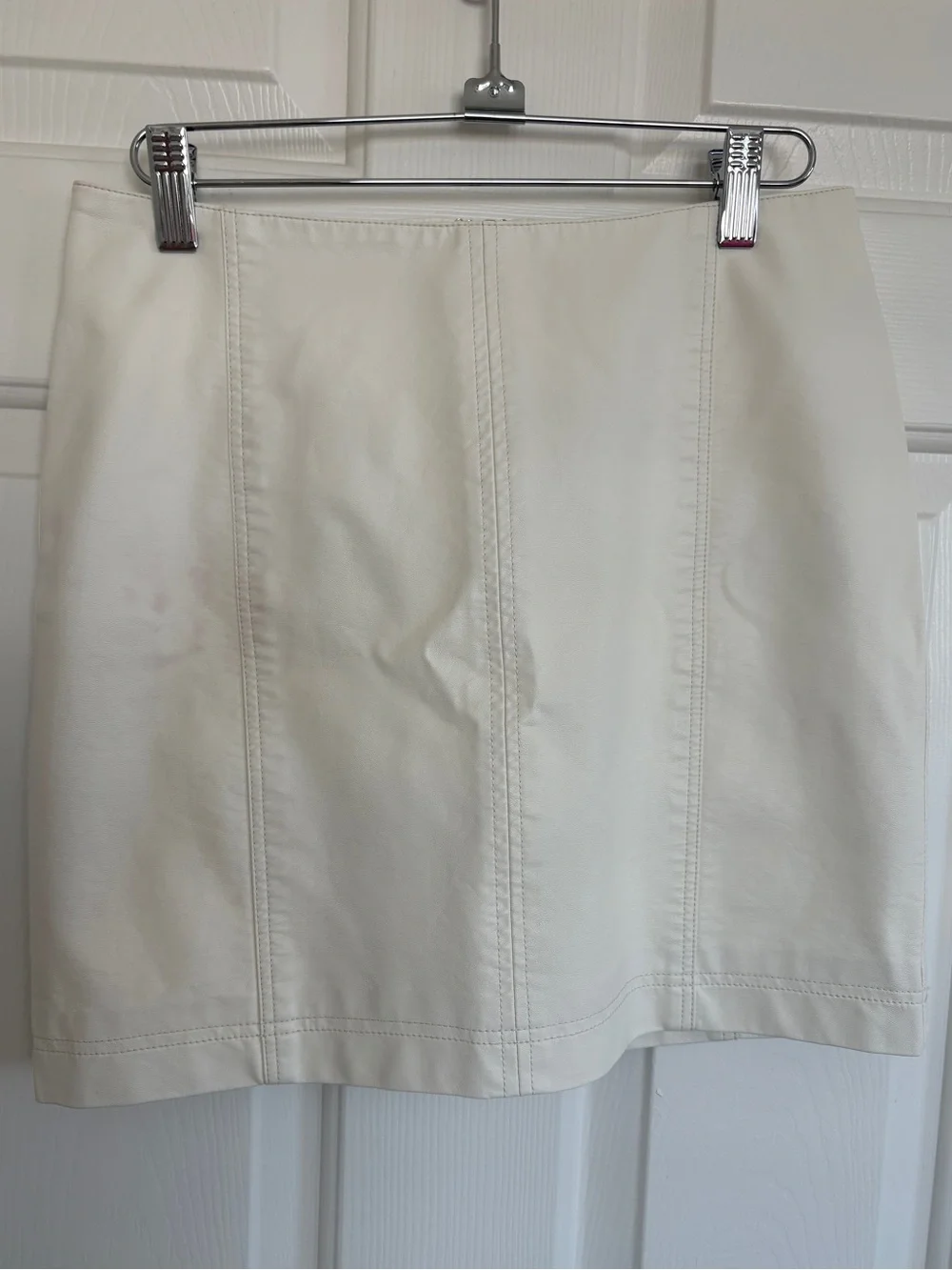 Free People White Faux Leather Mini Skirt